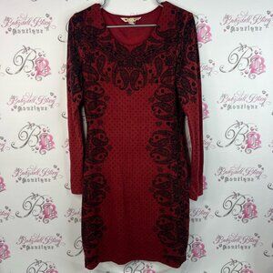 Yumi dress bodycon floral paisley Chic Long Sleeve Red Dress Paisley Pattern